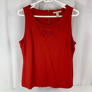 Banana Republic Women's Top Red Sleeveless Bow Front Zipper Back Size Medium